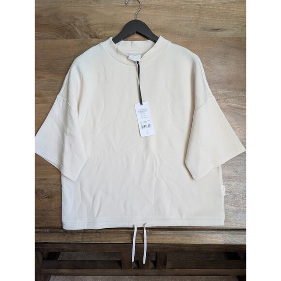 Varley Tops - NWT Varley Sweatshirt Womens M Cream Stretch Alden Short Sleeve Dropped Shoulder